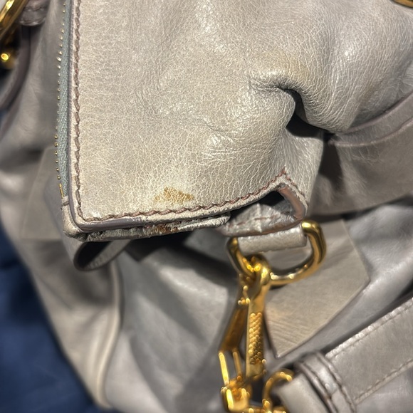 SOLD!!  MIU MIU Bow Bag Grey Leather Large 2-Way Shoulder Bag Crossbody Authen - Picture 10 of 13